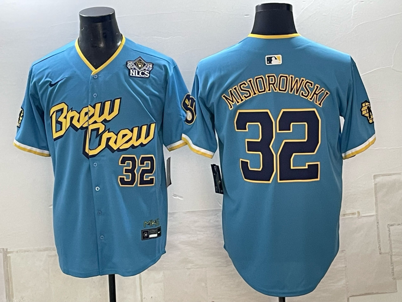 Men Milwaukee Brewers #32 Misiorowski blue Nike 2026 World Series MLB jersey 1023014->milwaukee brewers->MLB Jersey